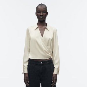 Zara Satin Effect Wrap Top